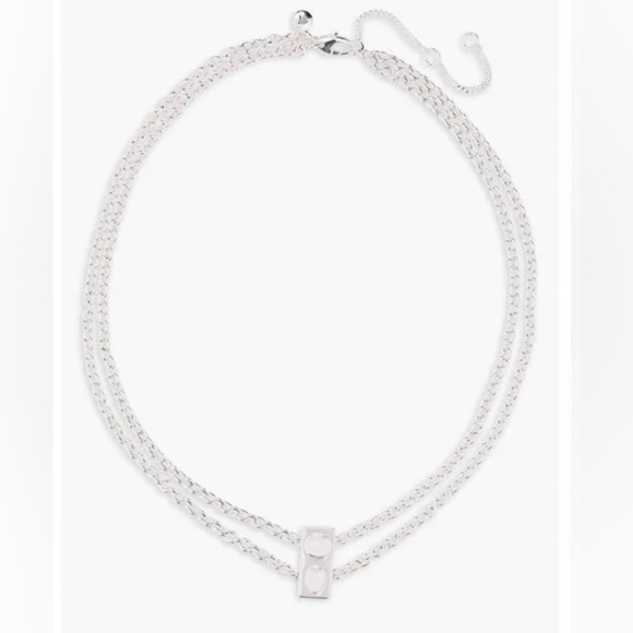 Madewell Stone Collection White Opal Double Chain Necklace in Sliver 42$ - Picture 4 of 4